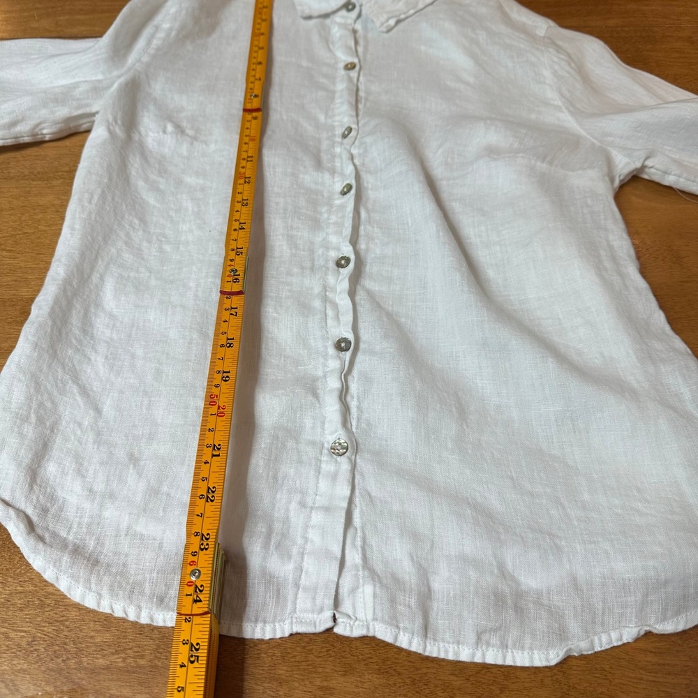 Joie 100% Linen Button Down Shirt Women S White Long Sleeve Coastal Quiet Luxury - Picture 6 of 13